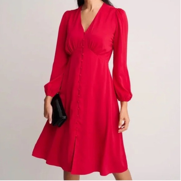 UNtuckit for Her Women's Red Satin V Neck Dress Malorie size XS Extra Small - Picture 1 of 10